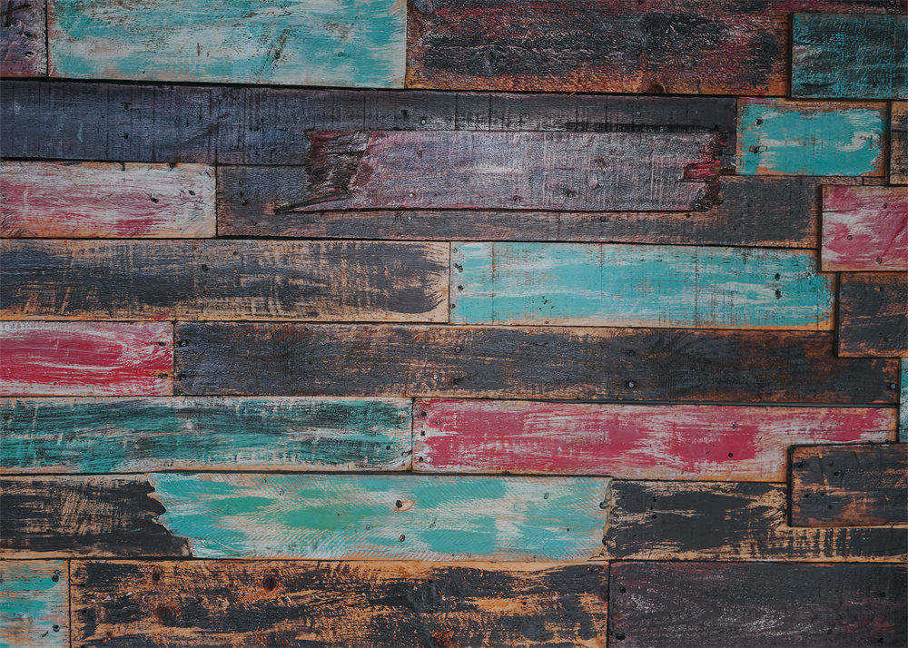 Aperturee - Blau rot schwarz lackierter Holzboden Hintergrund im alten Stil