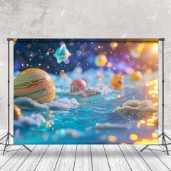 Aperturee - Bunter Planeten Kinderporträt Fotohintergrund