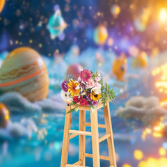 Aperturee - Bunter Planeten Kinderporträt Fotohintergrund