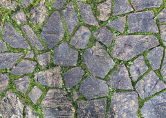 Aperturee - Steinstraße mit grünem Gras Textur Bodenhintergrund