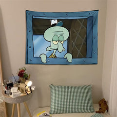 Cartoon Thaddäus Krusty Krab Fenster Tapisserie