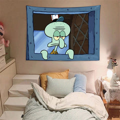 Cartoon Thaddäus Krusty Krab Fenster Tapisserie