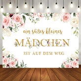 Süß Mädchen Ist An Die Weg Baby Dusche Hintergrund