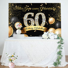 Schwarz Golden Ballon Diamant 60 Geburtstag Hintergrund