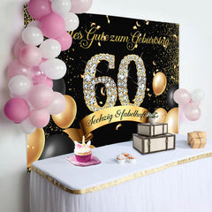 Schwarz Golden Ballon Diamant 60 Geburtstag Hintergrund