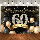 Schwarz Golden Ballon Diamant 60 Geburtstag Hintergrund