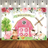 Blumen Bauernhof Niedlich Tiere Glücklich Geburtstag Hintergrund