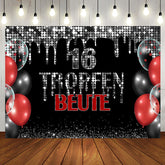 Beute 16 Schwarz Silber Funkeln Geburtstag Hintergrund