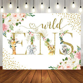 Safari Blumen Funkeln Wild Eins Geburtstag Hintergrund