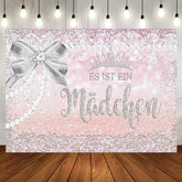 Rosa Silber Bogen Krone Baby Dusche Hintergrund