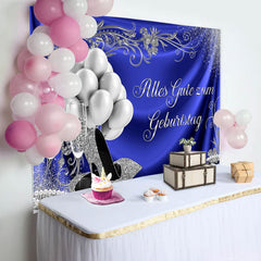 Silber Ballon Absätze Blau Geburtstag Hintergrund