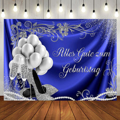 Silber Ballon Absätze Blau Geburtstag Hintergrund