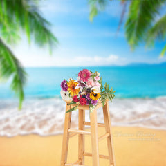 Aperturee - Blauer Himmel Ozean Palmengefühl Sommerhintergrund für Fotos