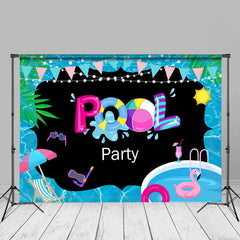 Aperturee - Pool Ring mit farbiger Flagge Sommer Hintergrund für Partys