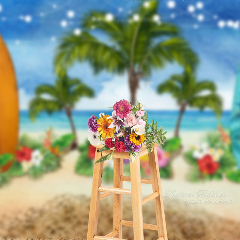Aperturee - Surfbrett Blumenstrand Hawaii Sand Sommerhintergrund
