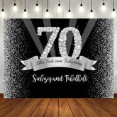 Silber Und Schwarz Funkeln 70 Geburtstag Hintergrund