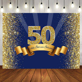 Marine Blau Und Gold 50 Geburtstag Hintergrund