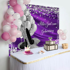 Silber Ballon Diamanten Lila Geburtstag Hintergrund