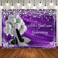 Silber Ballon Diamanten Lila Geburtstag Hintergrund