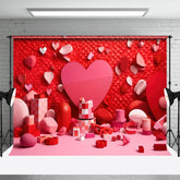 Aperturee - Spielzeugblöcke rote rosa Herzen Valentinstag Hintergrund