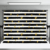 Aperturee - Goldherz Schwarz Weiß Streifen Valentinstag Hintergrund