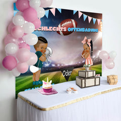Gendar Aufdecken Fußball Feld Baby Dusche Hintergrund