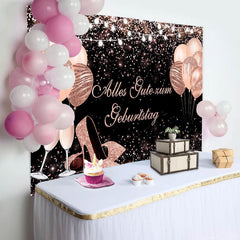 Rose Gold Ballon Funkeln Geburtstag Hintergrund
