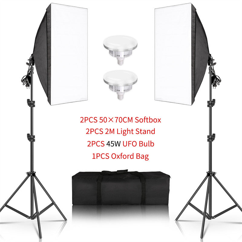 Aperturee - 2 Stück schwarze Fotografie Softbox Lichter. faltbarer Ständer
