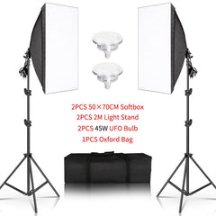 Aperturee - 2 Stück schwarze Fotografie Softbox Lichter. faltbarer Ständer