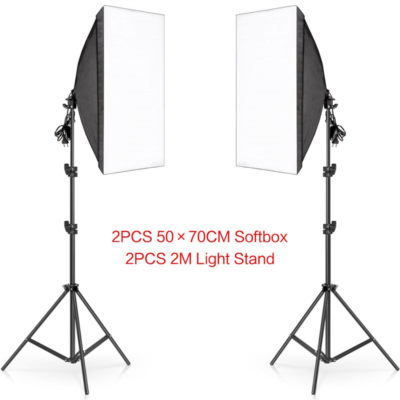 Aperturee - 2 Stück schwarze Fotografie Softbox Lichter. faltbarer Ständer