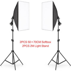 Aperturee - 2 Stück schwarze Fotografie Softbox Lichter. faltbarer Ständer