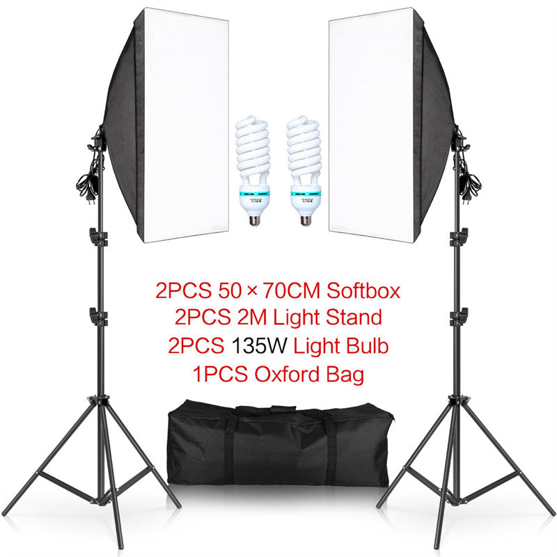Aperturee - 2 Stück schwarze Fotografie Softbox Lichter. faltbarer Ständer