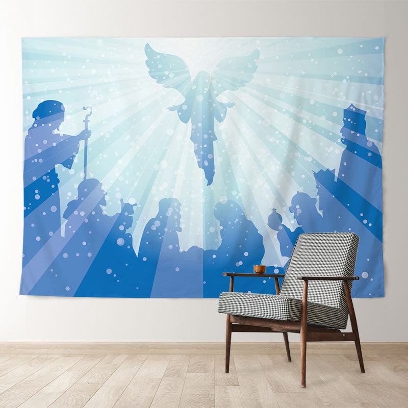 Aperturee - Engel Göttlicher hellhimmelblauer Weihnachtshintergrund