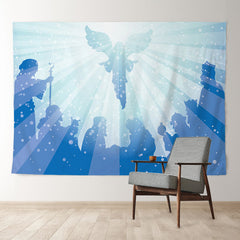 Aperturee - Engel Göttlicher hellhimmelblauer Weihnachtshintergrund