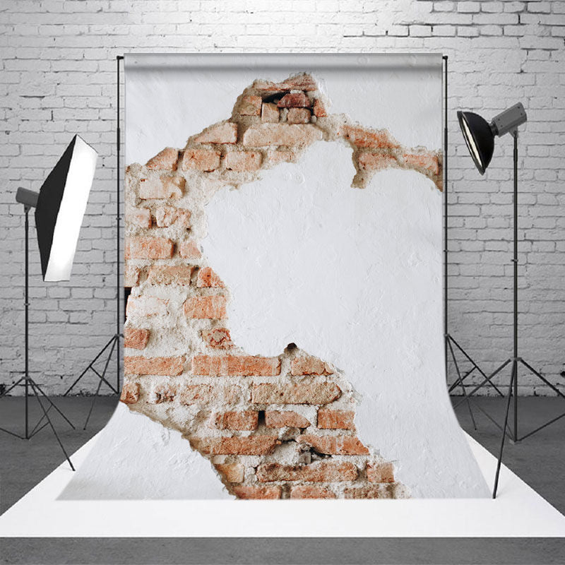 Aperturee - Künstlerischer weißer schäbiger roter Backsteinmauer Fotohintergrund