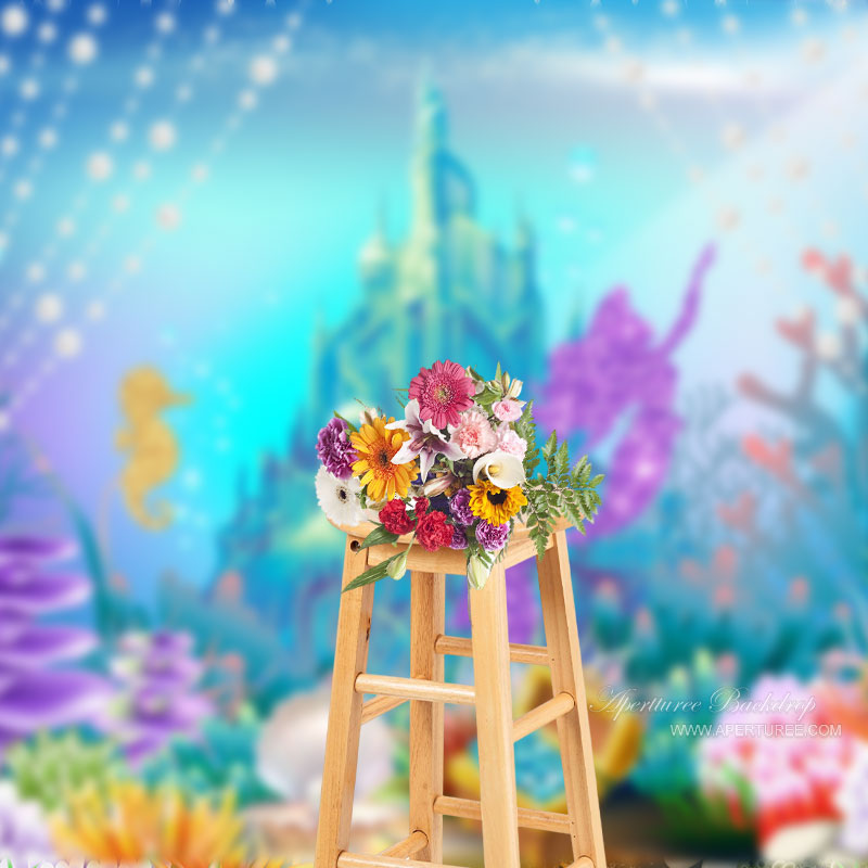 Aperturee - Atlantis Glitzer Meerjungfrau Sommerhintergrund für Fotos