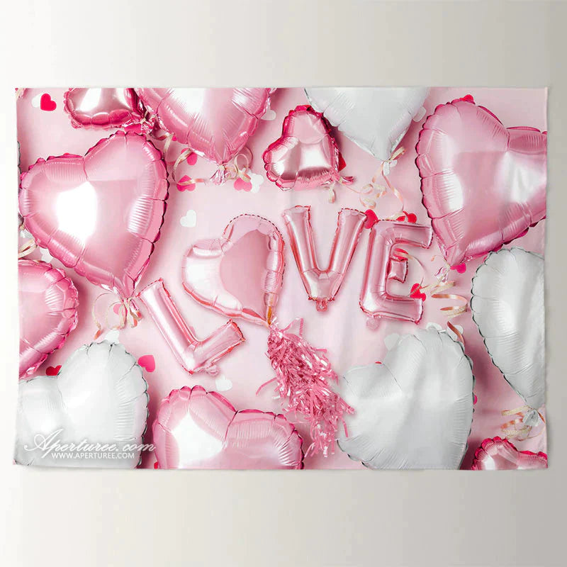 Aperturee - Baby Rosa weißer Herz Ballon Valentine Hintergrund