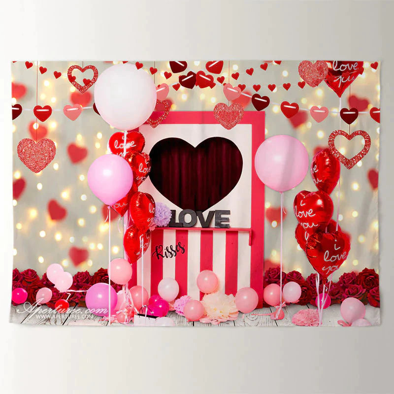 Aperturee - Ballon Herz Flagge Kreuz Happy Valentine Hintergrund