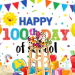 Aperturee - Luftballons Bücher Weiß Glücklich 100. Schultag Hintergrund