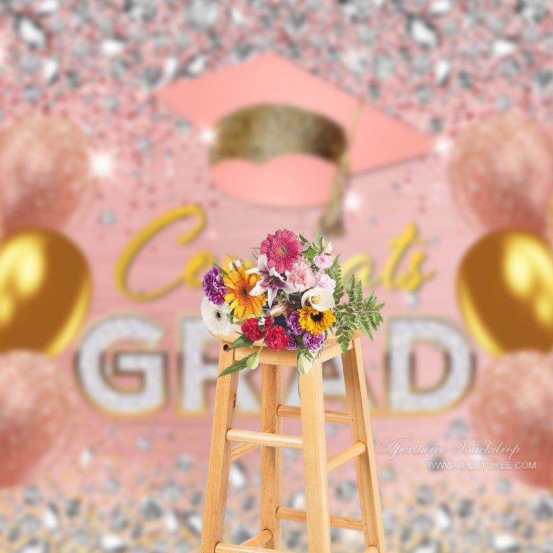 Aperturee - Luftballons Diamant Glitzer Pink Grad Fotografie Hintergrund