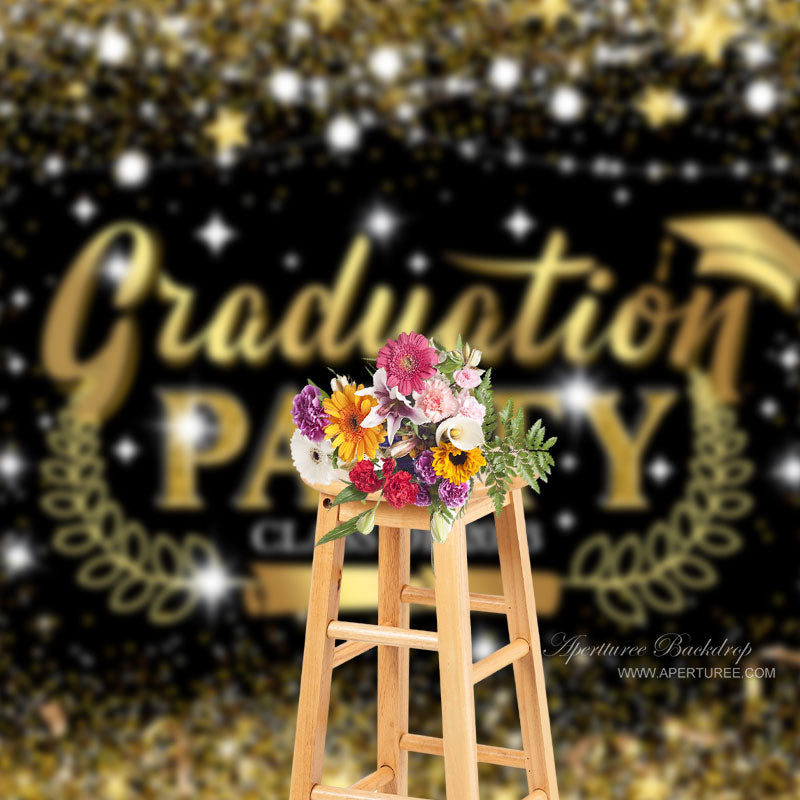 Aperturee - Schwarz goldener Glitzer Abschluss Fotoautomaten Hintergrund