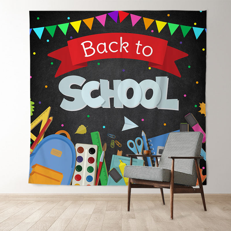 Aperturee - Tafel Buntes Fahne Zurück To Schule Hintergrund