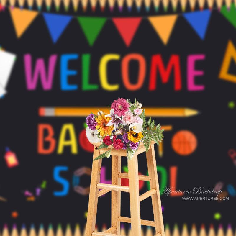 Aperturee - Blackoard Flaggen Willkommen zurück in der Schule