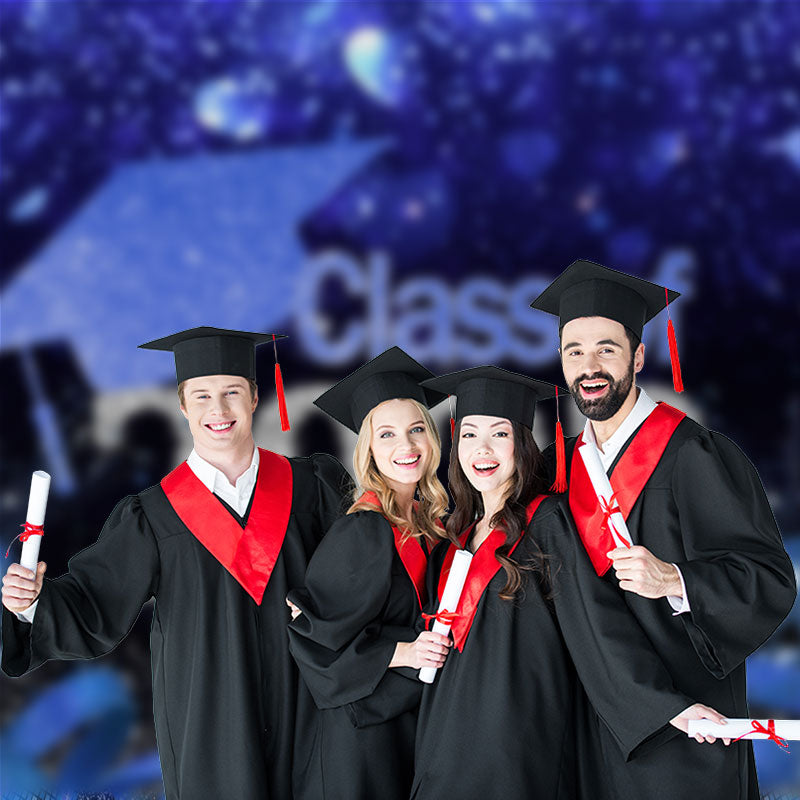 Aperturee - Blau schwarzer Abschluss Fotohintergrund der Klasse 2023