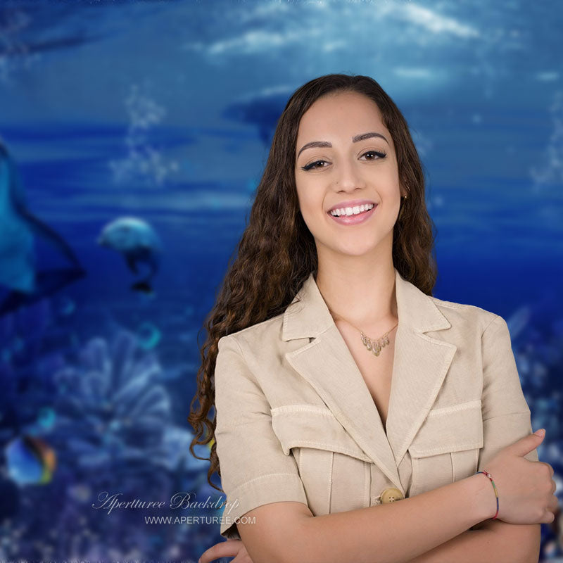 Aperturee - Blauer Korallenwald Delfin Ozean Sommer Hintergrund