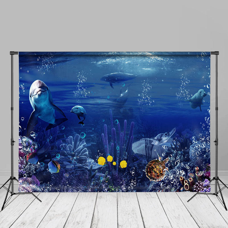 Aperturee - Blauer Korallenwald Delfin Ozean Sommer Hintergrund