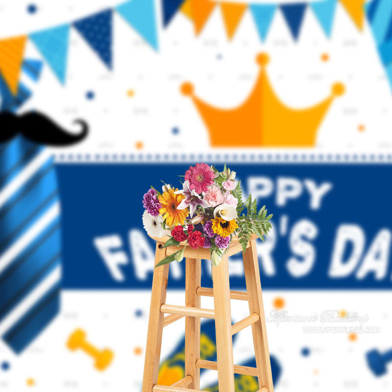 Aperturee - Blaue Krawattenkrone als Geschenkflaggen Hintergrund für den Vatertag