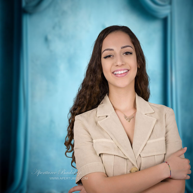 Aperturee - Blauer Türkis Bühnenvorhang Fotostudio Hintergrund