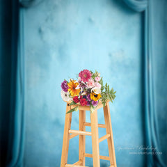 Aperturee - Blauer Türkis Bühnenvorhang Fotostudio Hintergrund