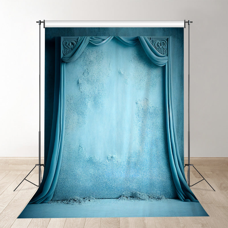 Aperturee - Blauer Türkis Bühnenvorhang Fotostudio Hintergrund